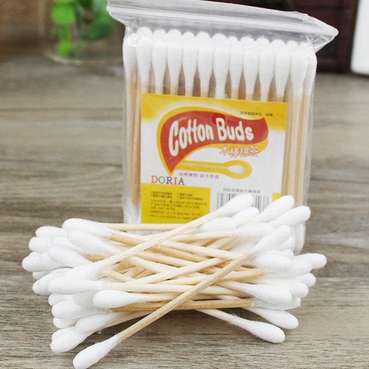 居家美容清洁好帮手:一次性木棒双头棉签(50支装)